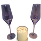 Sleek Blue Wine/Champagne Glassware with Soy Candle and Crystals