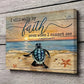 Wood With Frame Landscape Canvas Painting, Sea Turtle Painting, Sand Beach Poster, Gift For Christian, I Will Walk By Faith