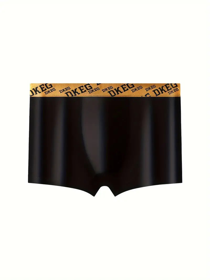 4 Pcs Men's Luxury Black Gold Belt Boxer Briefs