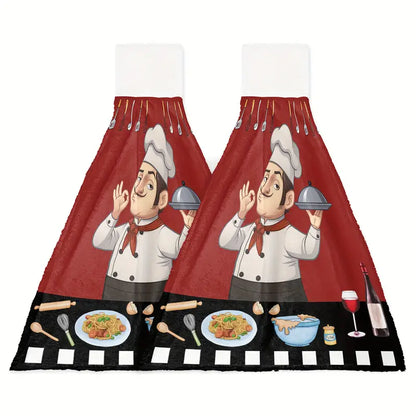 2pcs Happy Chef Pattern Dish Towels