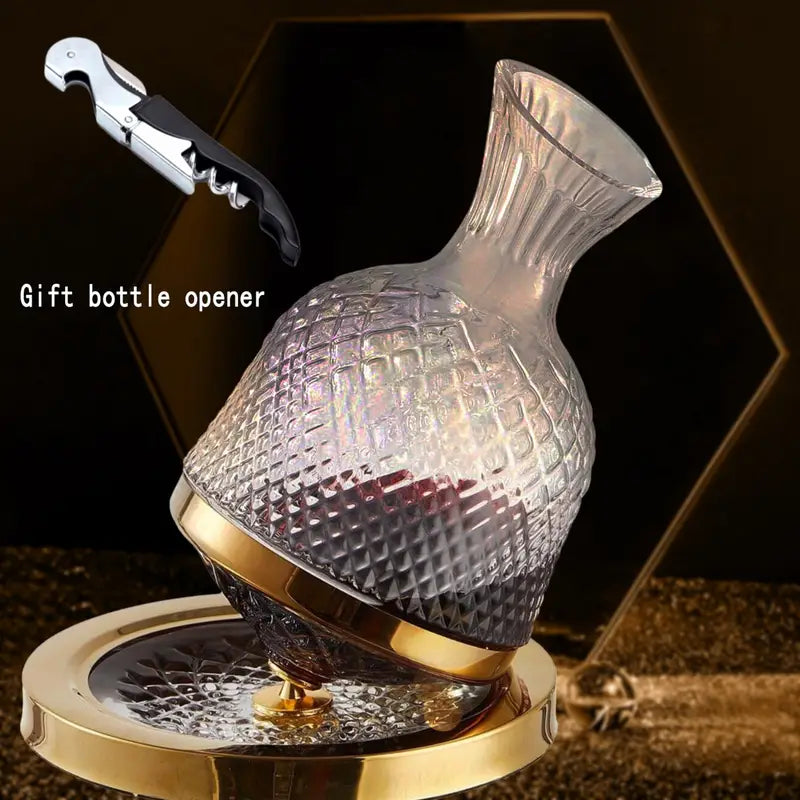 Luxury Crystal Diamond Wine Decanter Set with Stainless Steel Tray