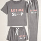 Casual 3pcs Pajama Set, Cozy Short Sleeve Round Neck Top & Pants & Shorts