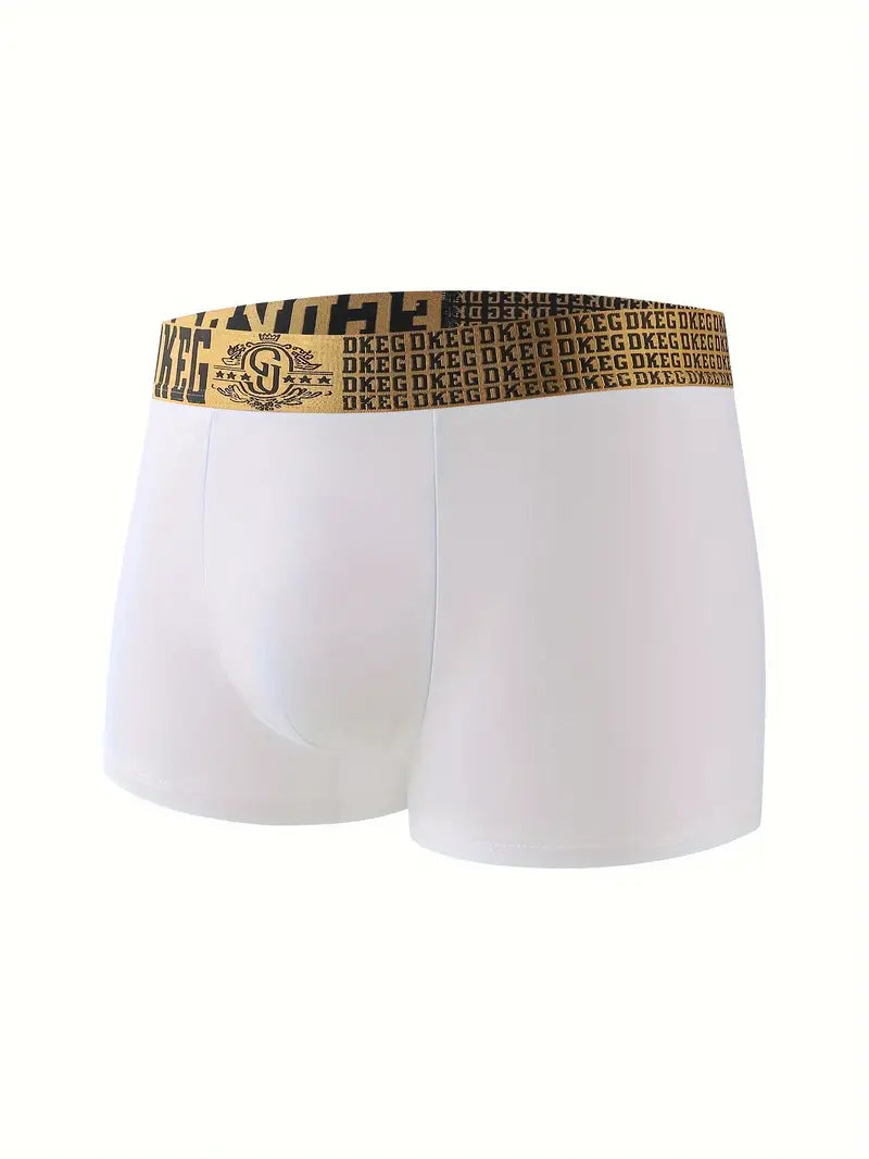 4 Pcs Men's Luxury Black Gold Belt Boxer Briefs