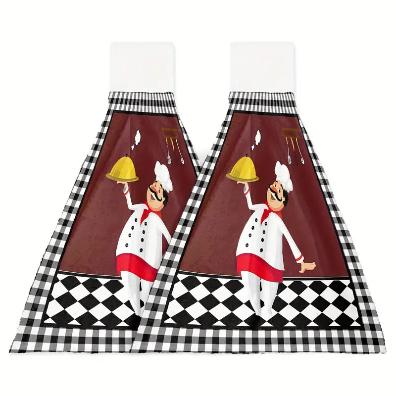 2pcs Happy Chef Pattern Dish Towels