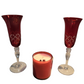 Red Glassware and Red Candle with Gemstones