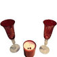 Red Glassware and Red Candle with Gemstones