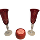 Red Glassware and Red Candle with Gemstones