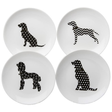 4 asst golf collar black dogs appetize plates